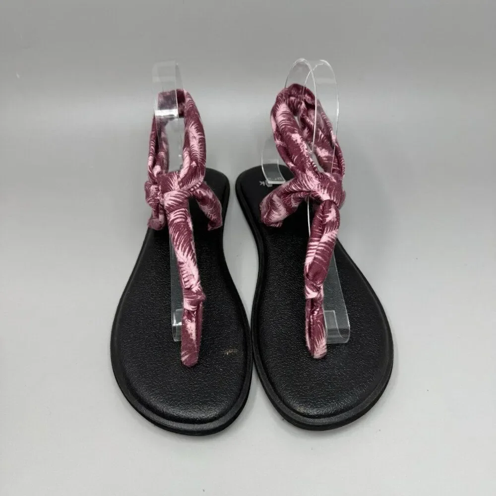 Sanuk Shoes Womens 8 Yoga Sling Ella Prints Slingback Flip Flops 1017884 Pink